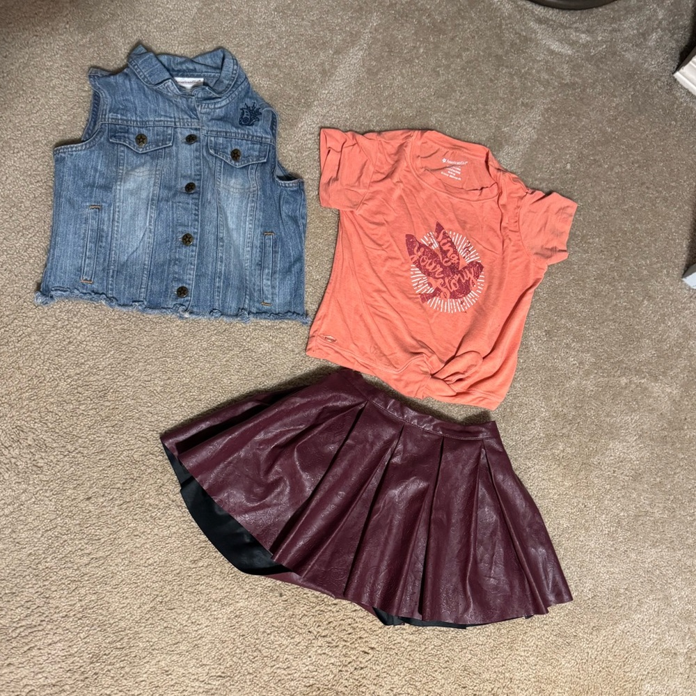 American Girl Denim vest, t-shirt and adjustable skirt.
